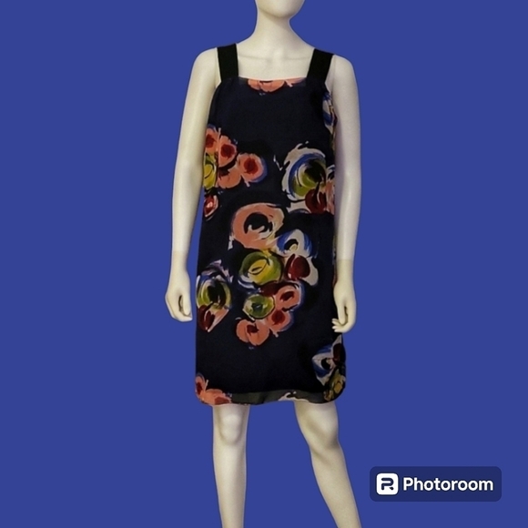 Simply VERA Retro 1960s Mod Floral Chiffon Sleeveless Babydoll Jumper Mini Dress - Picture 1 of 10